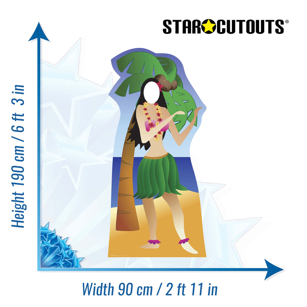 SC044 Hula Girl Stand-In Cardboard Cut Out Height 190cm – product image 3