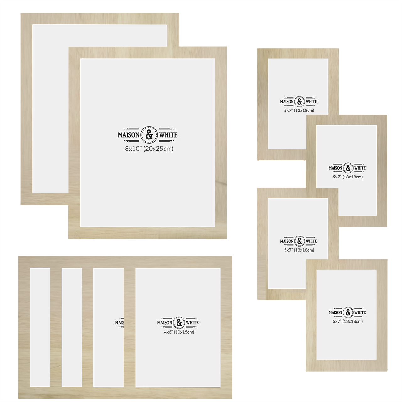 Assorted Photo Frames - Set of 10 Wooden | M&W	