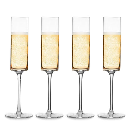 Edge Champagne Flutes - Set of 4 Clear | M&W	