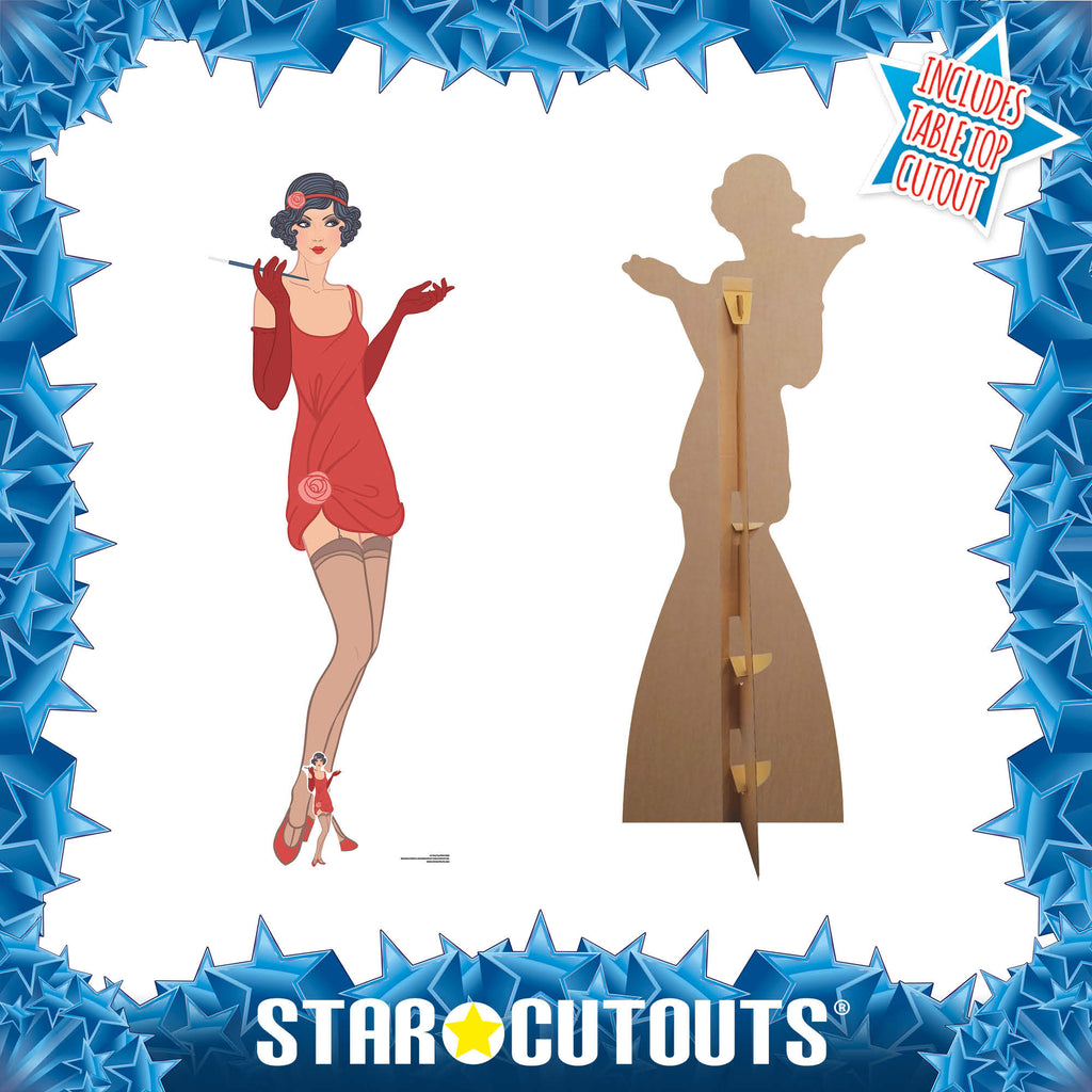 SC1022 Gatsby 1920s Red Flapper Girl Cardboard Cut Out Height 178cm – product image 3