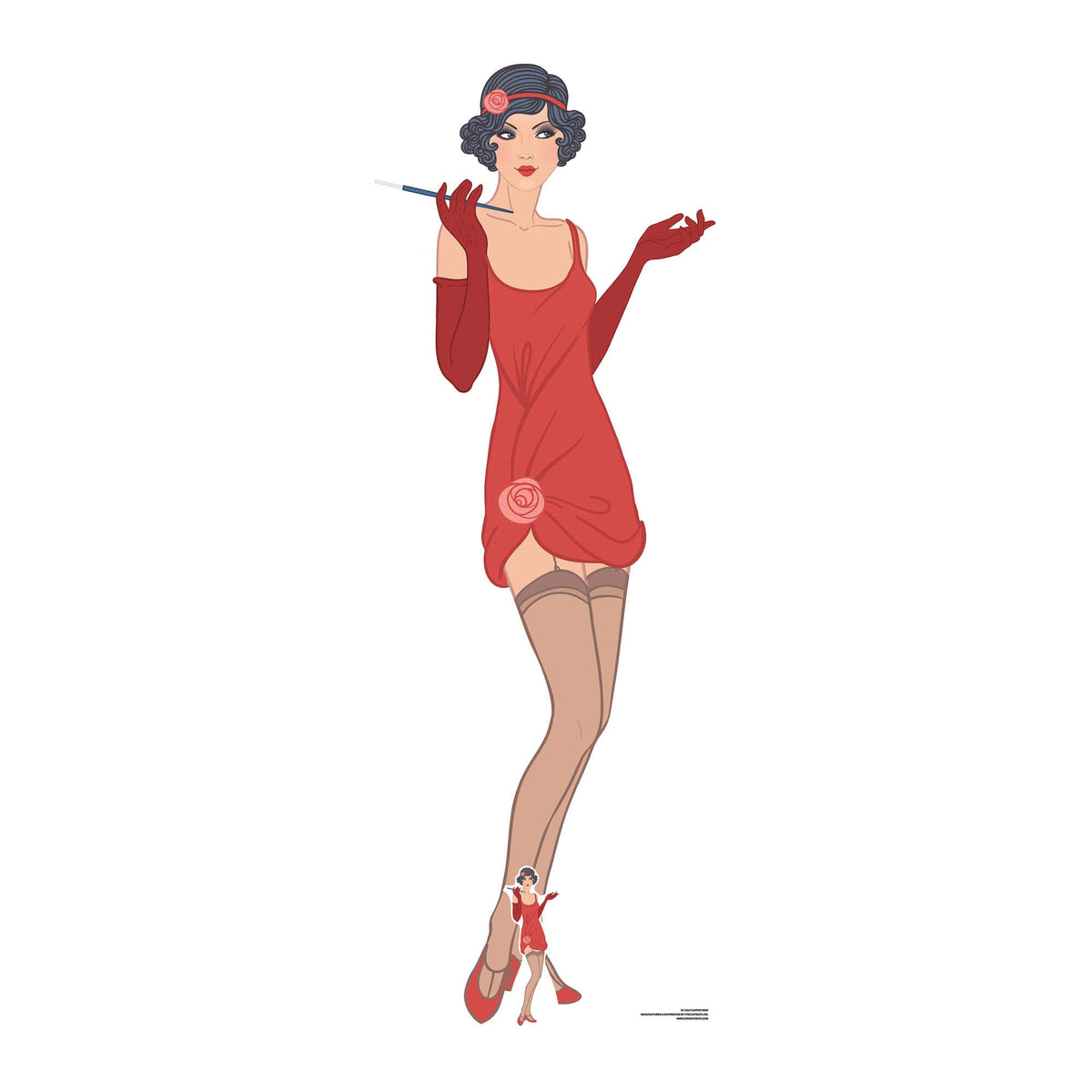 SC1022 Gatsby 1920s Red Flapper Girl Cardboard Cut Out Height 178cm – product image 1
