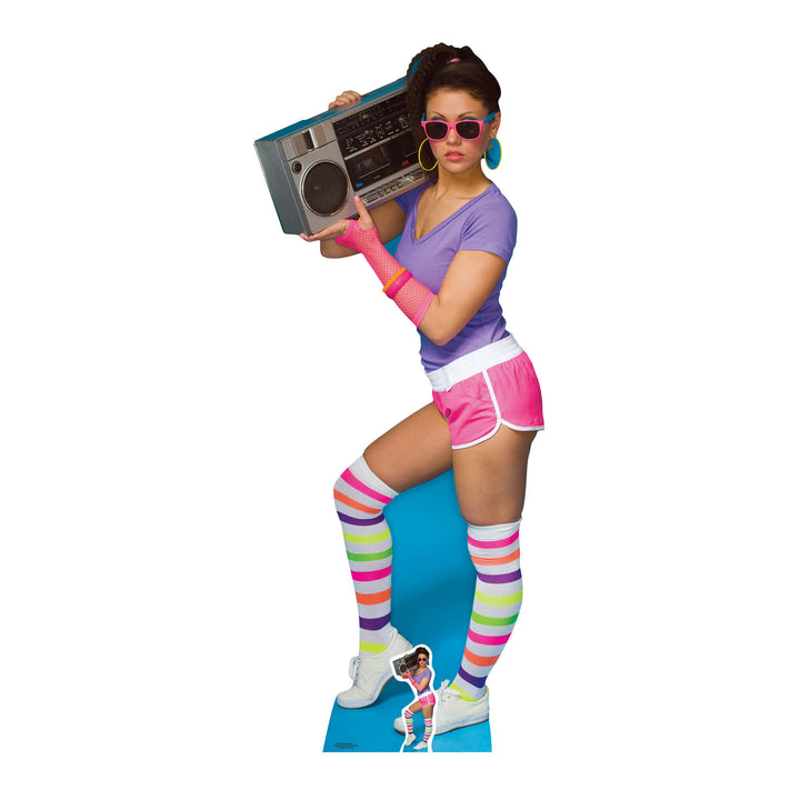 SC1023 80's Neon Boombox Girl Cardboard Cut Out Height 177cm – product image 1