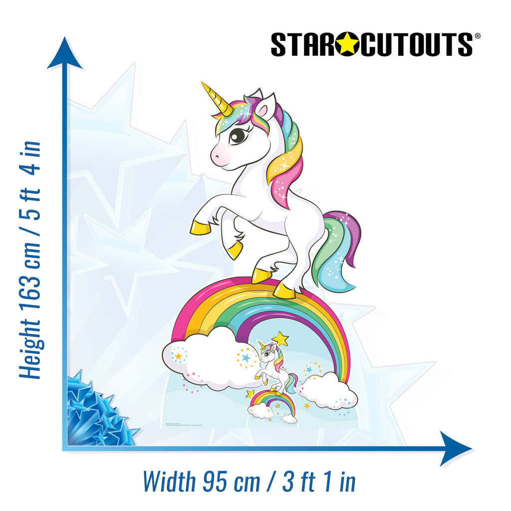 SC1153 Rainbow Unicorn Cardboard Cut Out Height 163cm – product image 2