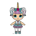 SC1436 Cute Doll with Large Eyes and Unicorn Horn Cardboard Cut Out Height 91cm – product image 1