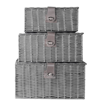 Resin Woven Storage Baskets - Set of 3 Grey | M&W	