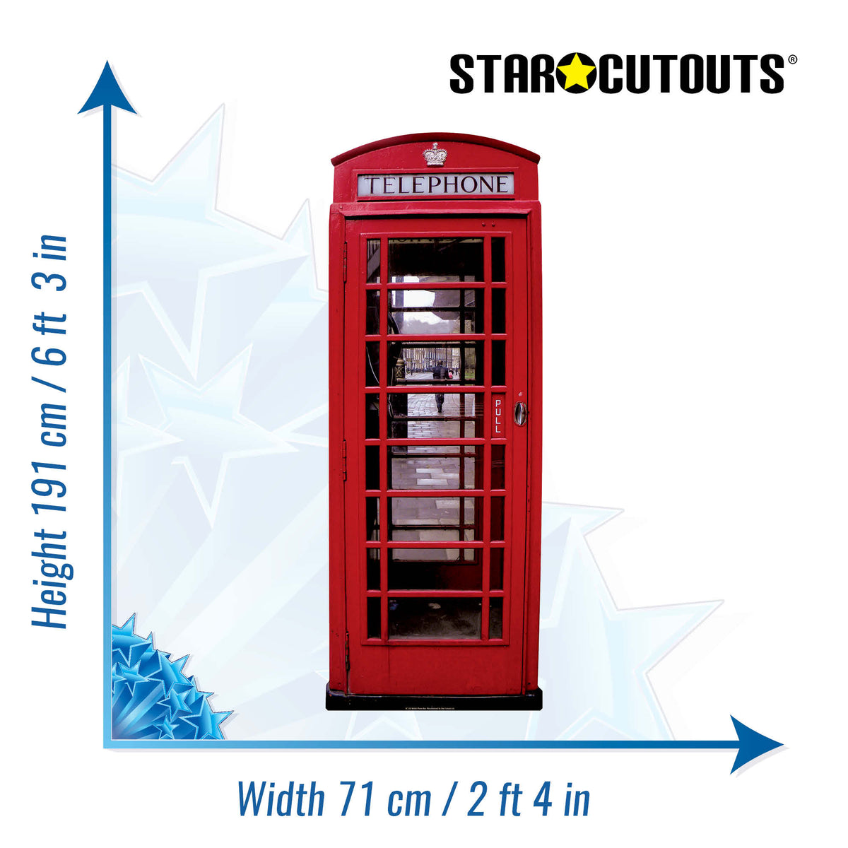 SC162 Red British Telephone Box Cardboard Cutout Height 191cm – product image 3