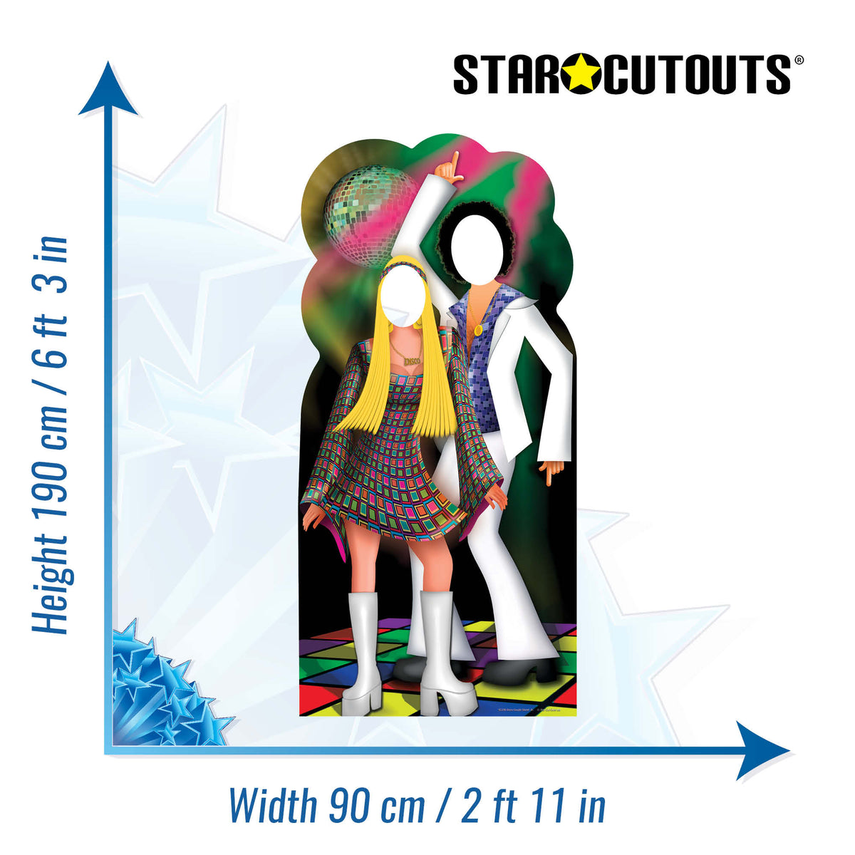 SC190 Disco Couple Stand- In Cardboard Cut Out Height 190cm – product image 3