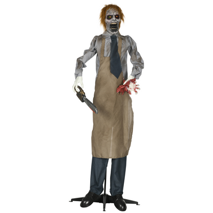 HOMCOM Life Size Outdoor Halloween Decoration Animatronic Chainsaw