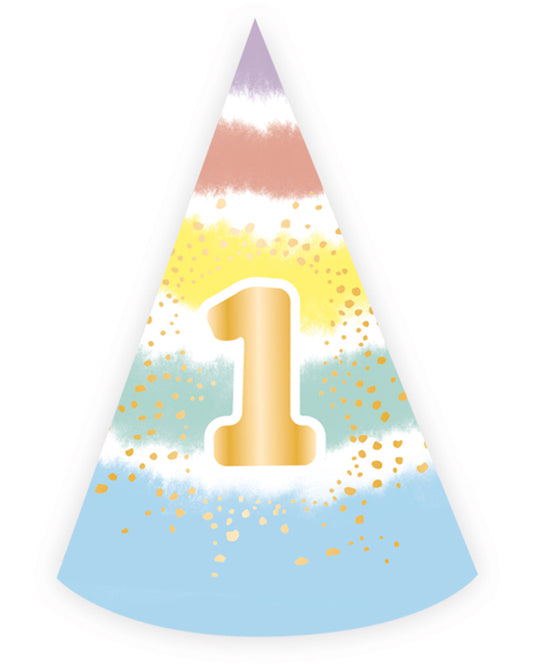 Pastel Rainbow 1st Birthday Party Hat