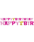 Pink Happy 1st Birthday Paper Letter Banner - 2.1m