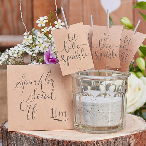 Wedding favours arranged in a styled party setting.