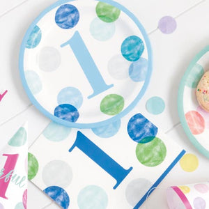1st Birthday Blue  Dots
