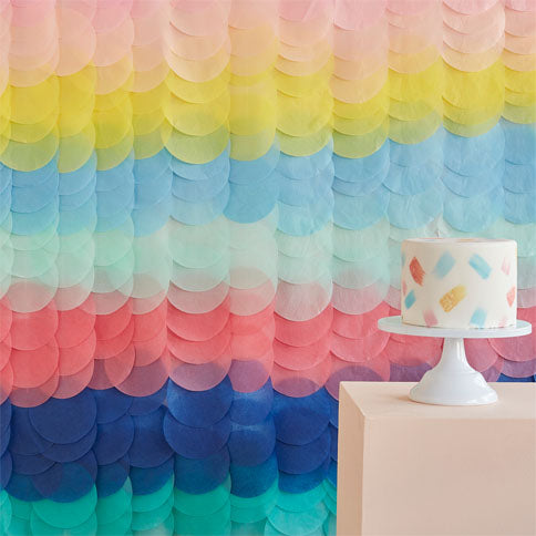 Party backdrops arranged in a styled party setting.