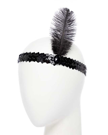 Black Charleston Flapper Sequin Headband