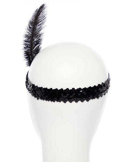 Black Charleston Flapper Sequin Headband