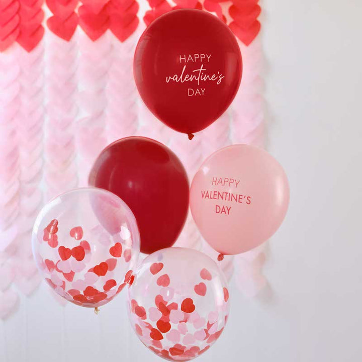 Valentines Confetti Balloon Bouquet - 12" Latex (5pk) – product image 1