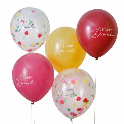 Happy Diwali Balloon Bouquet - 12" Latex (5pk)