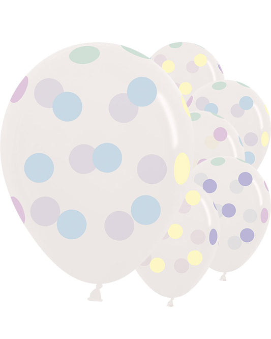 Crystal Clear Large Pastel Dots - 12" Latex Balloons (25pk)