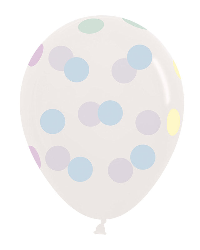 Crystal Clear Large Pastel Dots - 12" Latex Balloons (25pk)