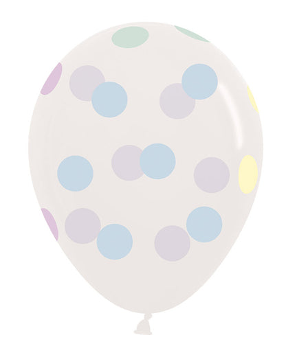 Crystal Clear Large Pastel Dots - 12" Latex Balloons (25pk)