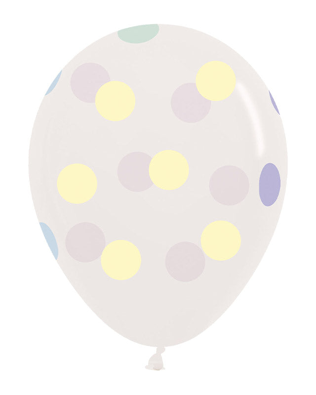 Crystal Clear Large Pastel Dots - 12" Latex Balloons (25pk)