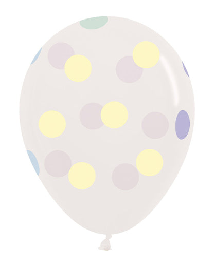 Crystal Clear Large Pastel Dots - 12" Latex Balloons (25pk)