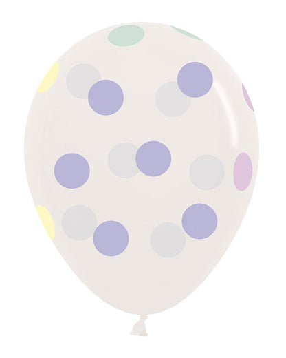 Crystal Clear Large Pastel Dots - 12" Latex Balloons (25pk)