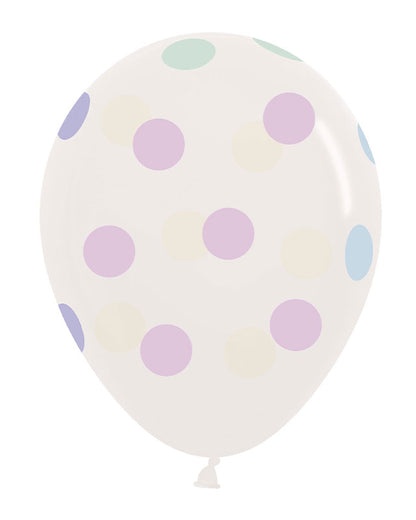 Crystal Clear Large Pastel Dots - 12" Latex Balloons (25pk)