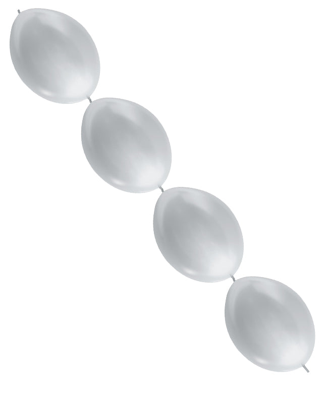 Satin Silver Link-O-Loon 12" Latex Balloons (50pk)