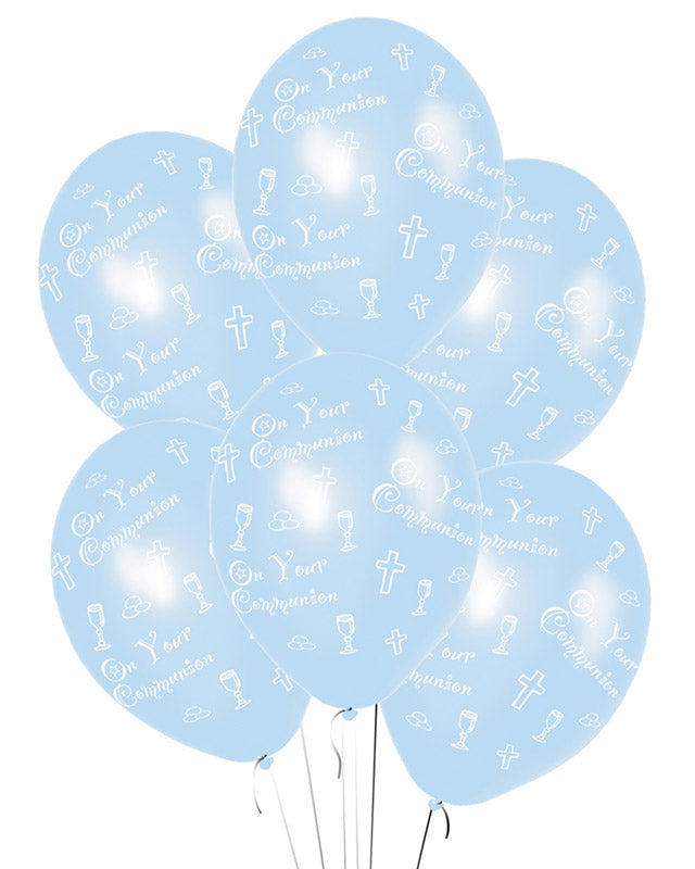 Communion Blue Printed - 11" Latex Balloons (6pk) – product image 1