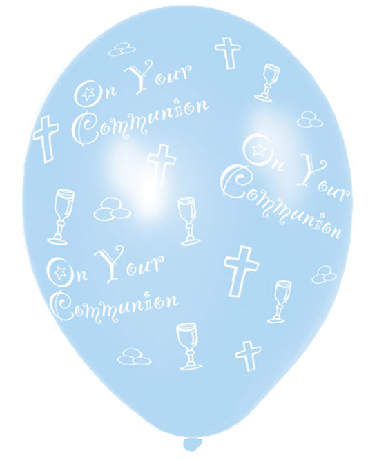 Communion Blue Printed - 11" Latex Balloons (6pk)