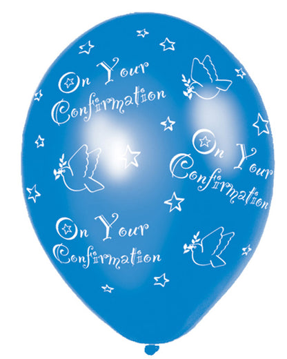 Confirmation Blue Printed - 11" Latex Balloons (6pk)