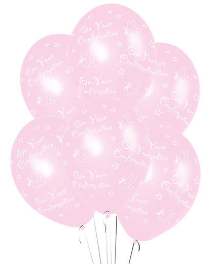 Confirmation Pink Printed - 11" Latex Balloons (6pk)