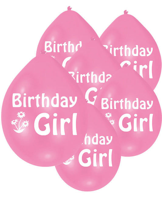 Pink Birthday Girl - 9" Latex Balloons (10pk)