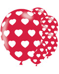Polka Hearts White On Red Latex Balloons - 11" (6pk) – product image 1