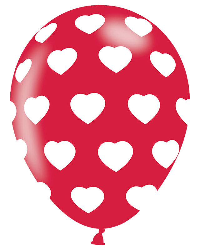 Polka Hearts White On Red Latex Balloons - 11" (6pk) – product image 2