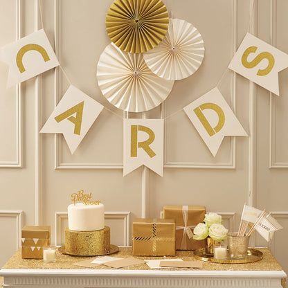 Ivory & Gold Cards Paper Bunting - 1.3m