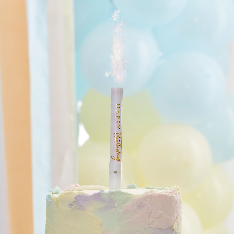 Pink Marble Musical Cake Fountain - 12cm