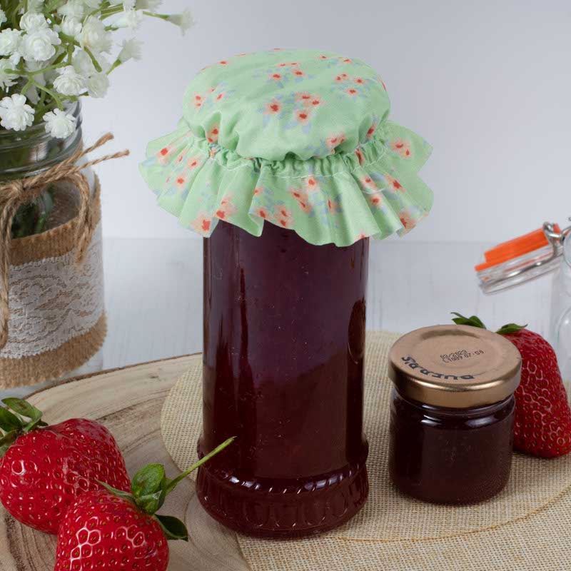 Green Floral Large Fabric Jam Jar Toppers (20pk) – product image 2