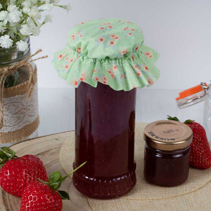 Green Floral Large Fabric Jam Jar Toppers (20pk)