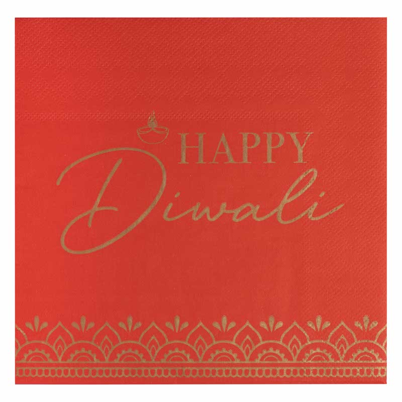 Happy Diwali Paper Napkins - 33cm (16pk)