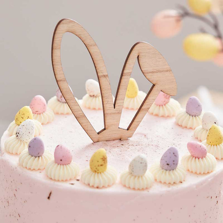 Wooden Bunny Ears Cake Topper - 18cm – product image 1