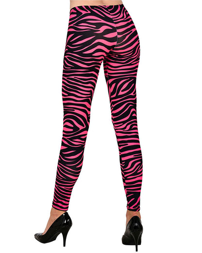 80s Pink Zebra Leggings - Adult Costume
