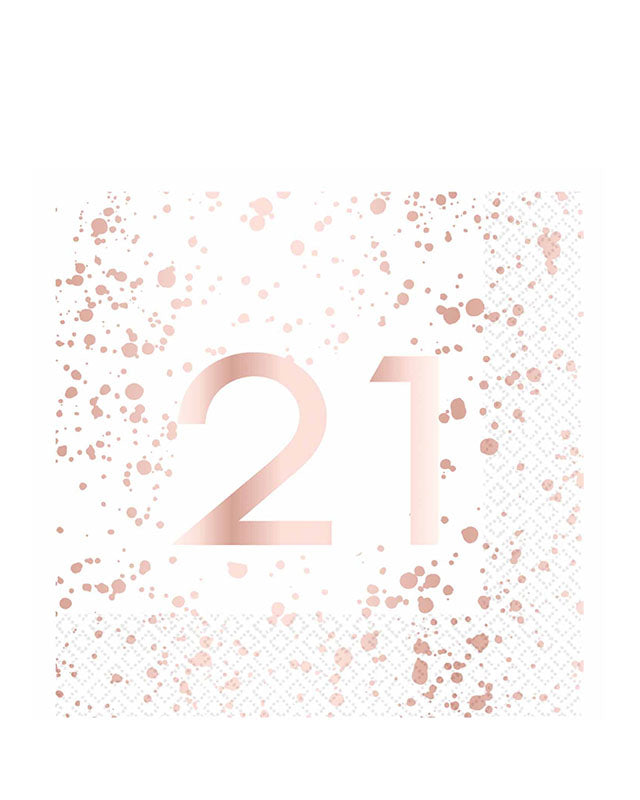 21st Rose Gold Paper Napkins 33cm (16pk)