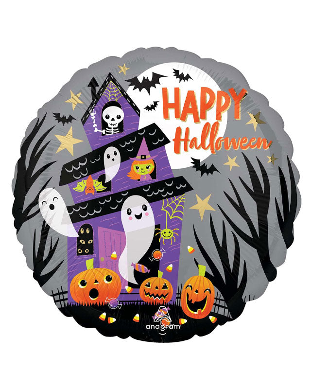 Happy Halloween Haunted House Balloon - 18" Foil