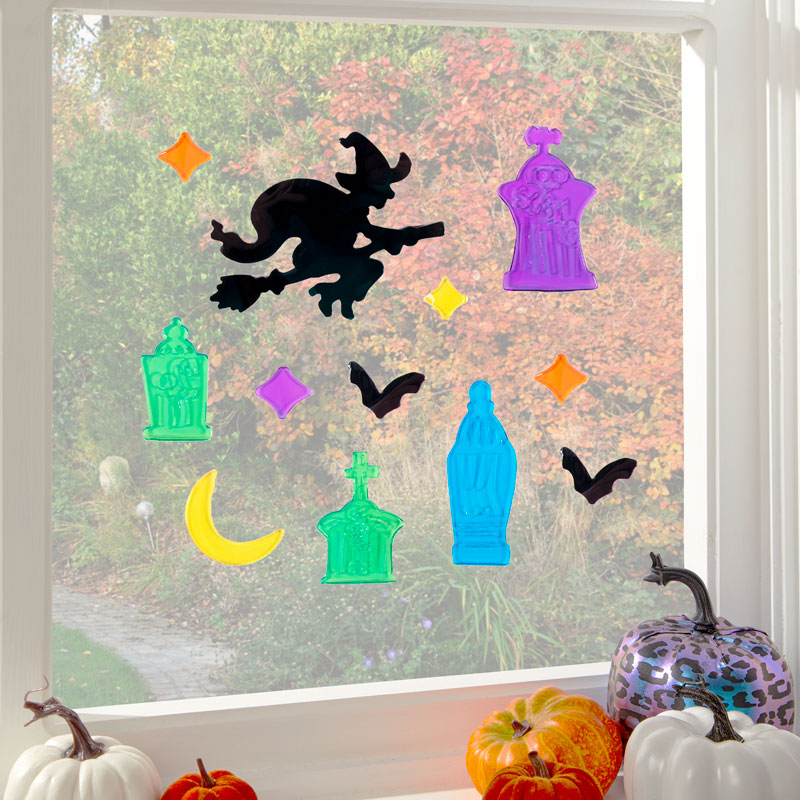 Witch & Tombstone Gel Window Cling – product image 1