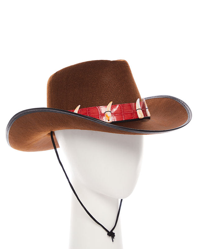Brown Cowboy Hat with Teeth