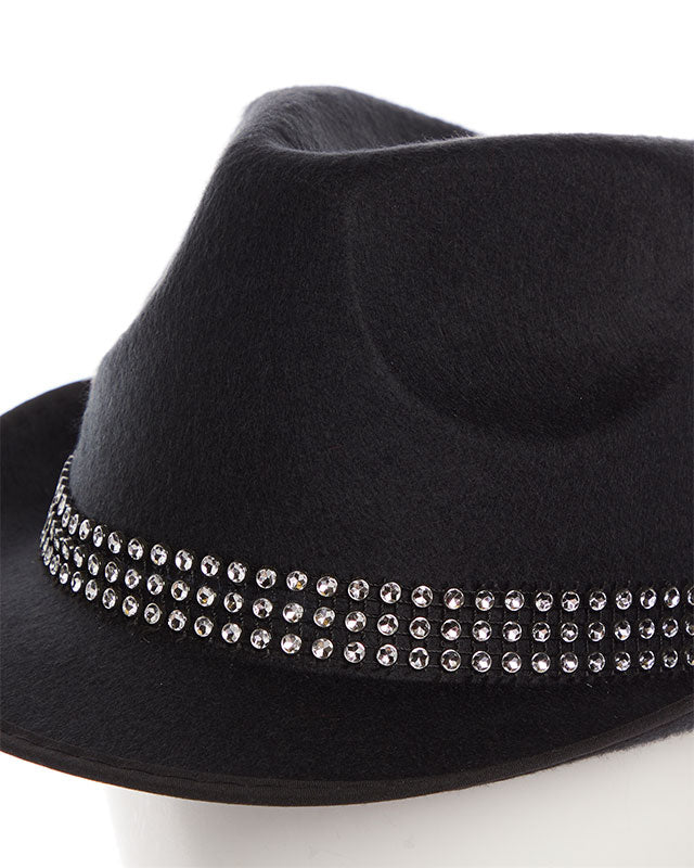 Black Trilby Gemstone Hat