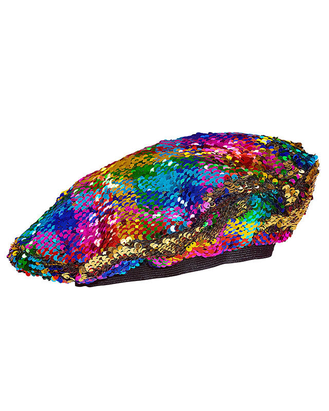Rainbow / Gold Sequin Beret – product image 1