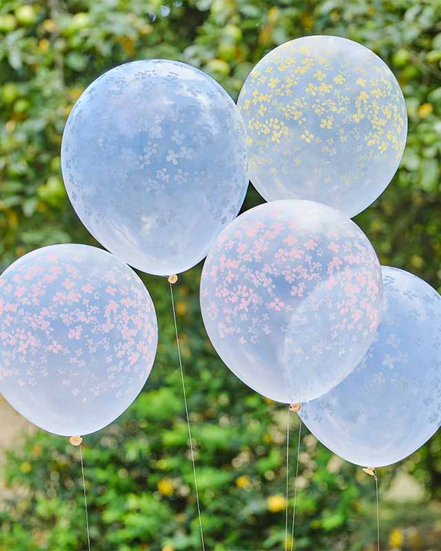 Pastel Printed Flower Latex Balloons - 12" (5pk)